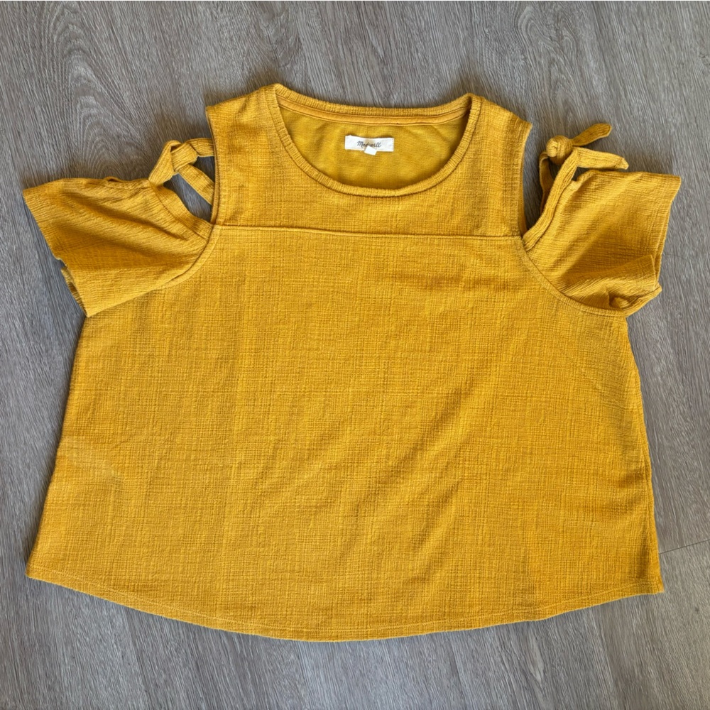 Madewell Mustard Yellow Tie-Sleeve Top